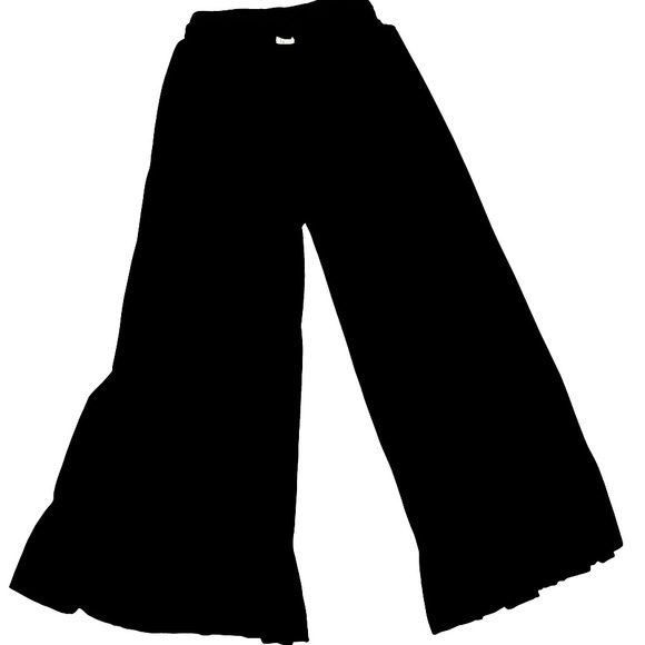 Evaless Black Ruffle Hem Bell Bottom Knit Pants | Size Large boho pants ruffled - Picture 1 of 7